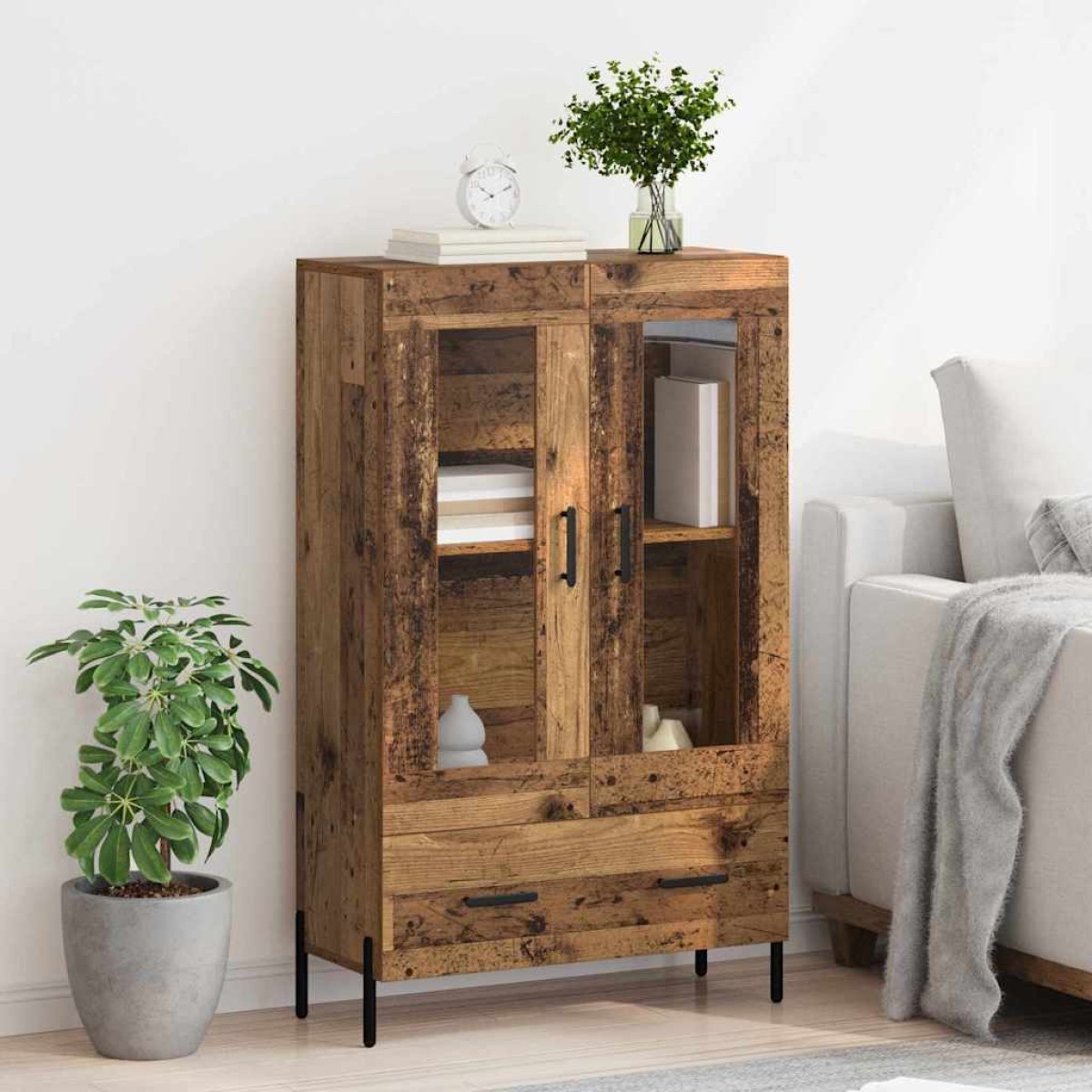 vidaXL Highboard CORONA Παλιό Ξύλο 69,5 x 31 x 115 εκ.