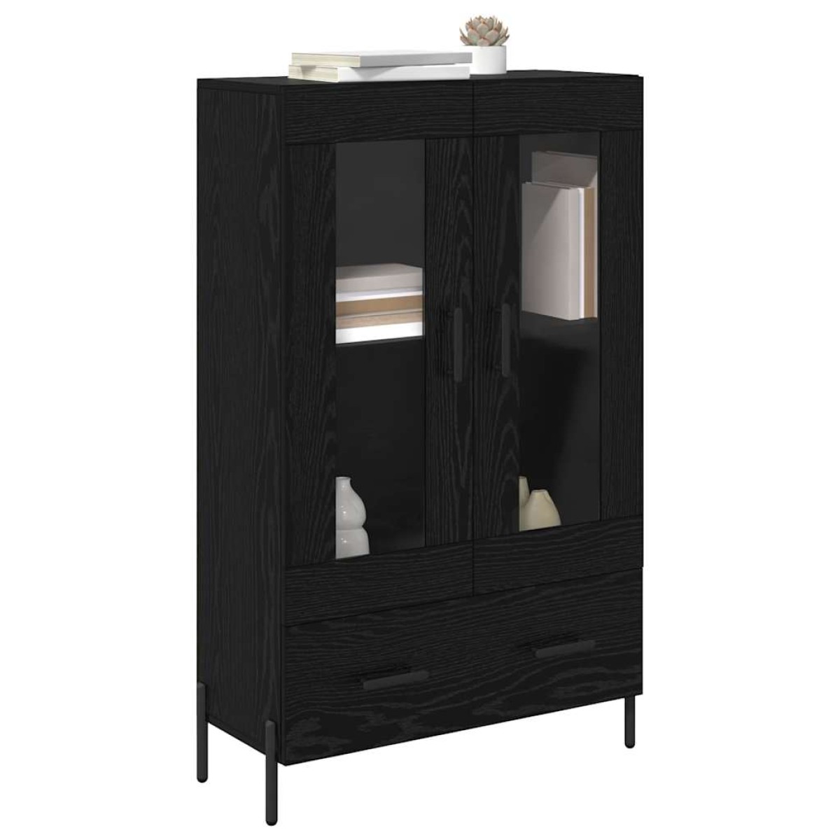 vidaXL Highboard CORONA Μαύρη Οξυά 69,5 x 31 x 115 εκ.