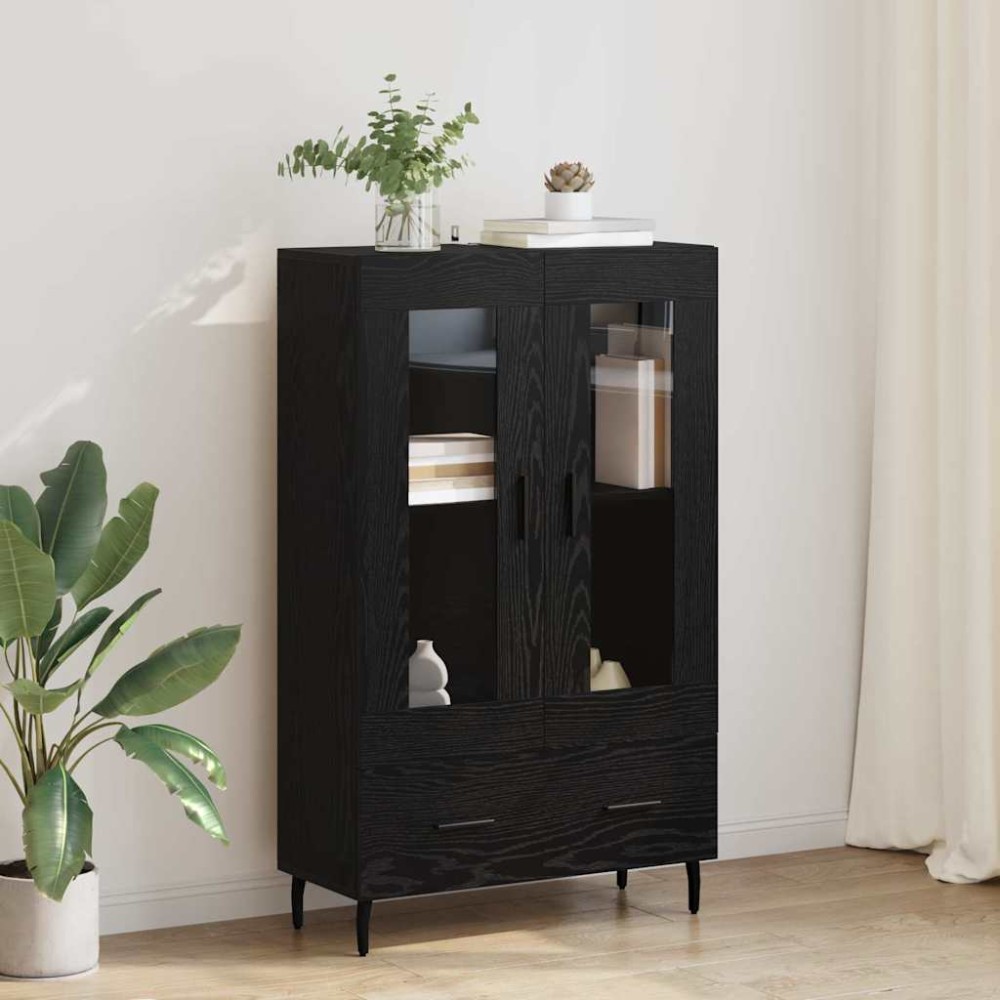 vidaXL Highboard Μαύρη Οξυά 69,5 x 31 x 115 εκ. Επεξεργασμένο Ξύλο