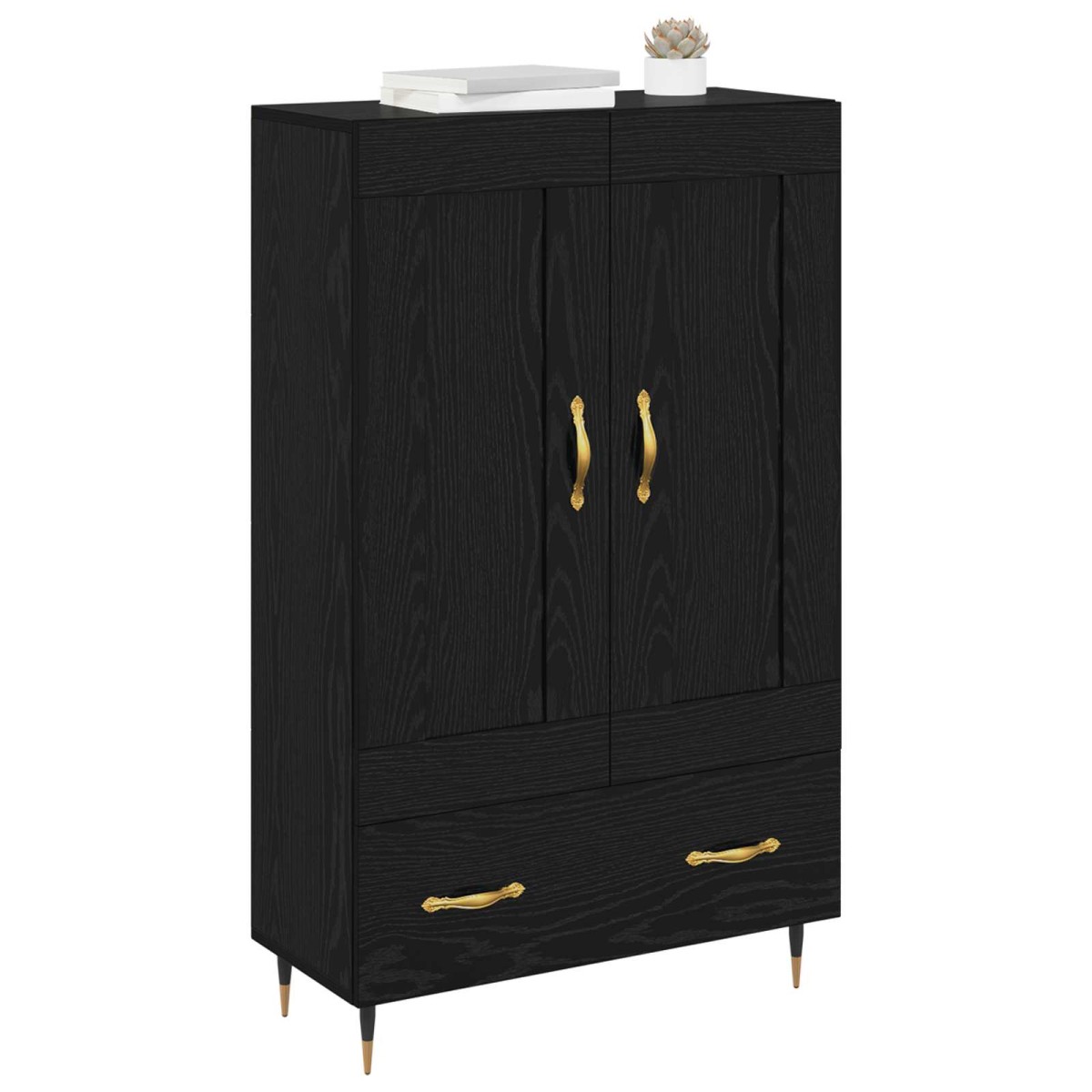 vidaXL Highboard Μαύρη Οξυά 69,5 x 31 x 115 εκ. Επεξεργασμένο Ξύλο