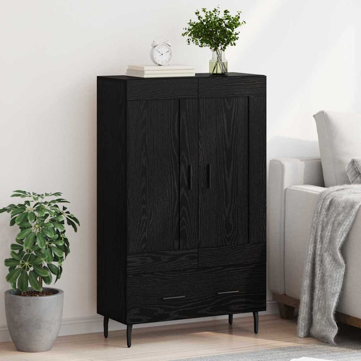 vidaXL Highboard Μαύρη Οξυά 69,5 x 31 x 115 εκ. Επεξεργασμένο Ξύλο