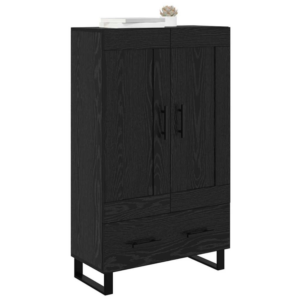 vidaXL Highboard Μαύρη Οξυά 69,5 x 31 x 115 εκ. Επεξεργασμένο Ξύλο