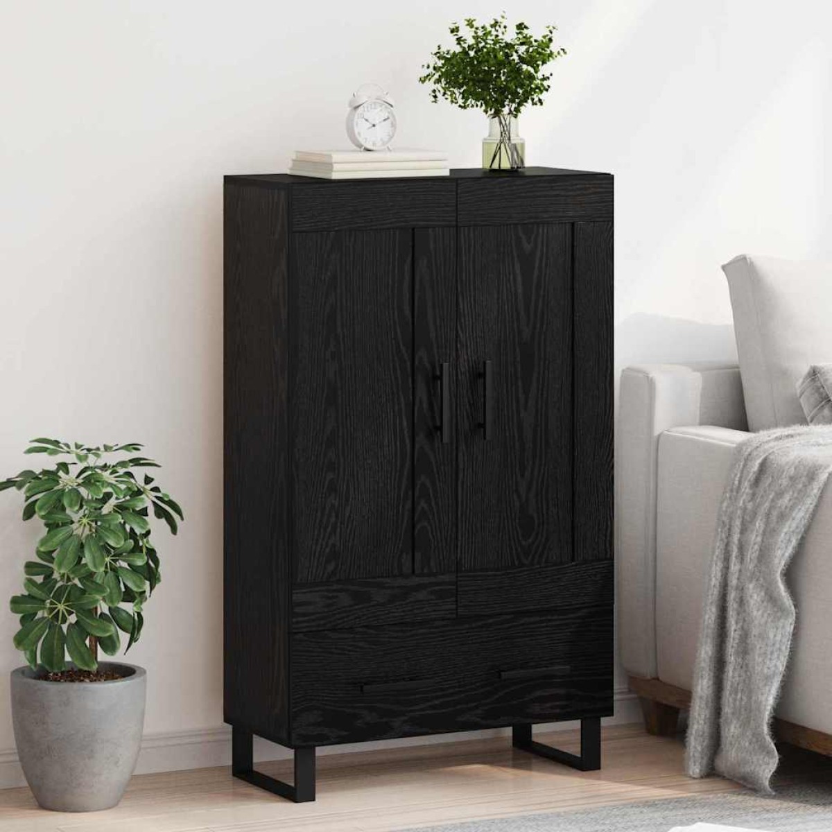 vidaXL Highboard Μαύρη Οξυά 69,5 x 31 x 115 εκ. Επεξεργασμένο Ξύλο
