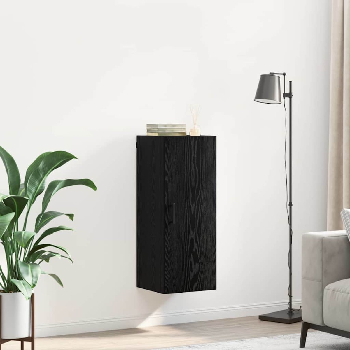 vidaXL Επιτοίχιο ντουλάπι Μαύρη Οξυά 34,5 x 34 x 90 εκ.