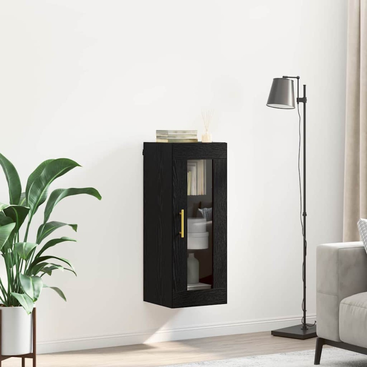 vidaXL Επιτοίχιο ντουλάπι Μαύρη Οξυά 34,5 x 34 x 90 εκ.