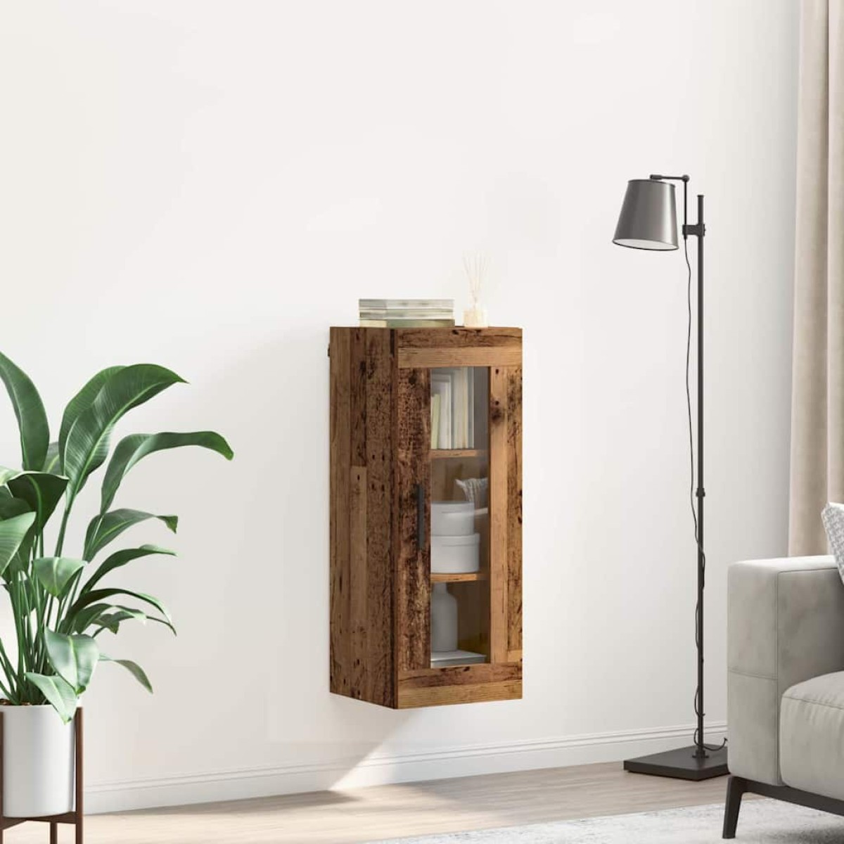 vidaXL Επιτοίχιο ντουλάπι Παλιό Ξύλο 34,5 x 34 x 90 εκ.