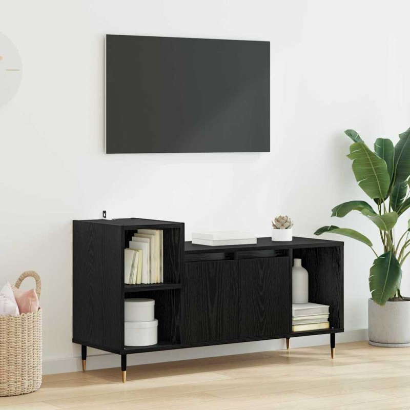 vidaXL Ντουλάπι TV 100 x 35 x 55 εκ Μαύρη Οξυά Επεξεργασμένο Ξύλο