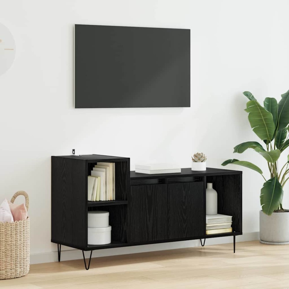 vidaXL Ντουλάπι TV 100 x 35 x 55 εκ Μαύρη Οξυά Επεξεργασμένο Ξύλο