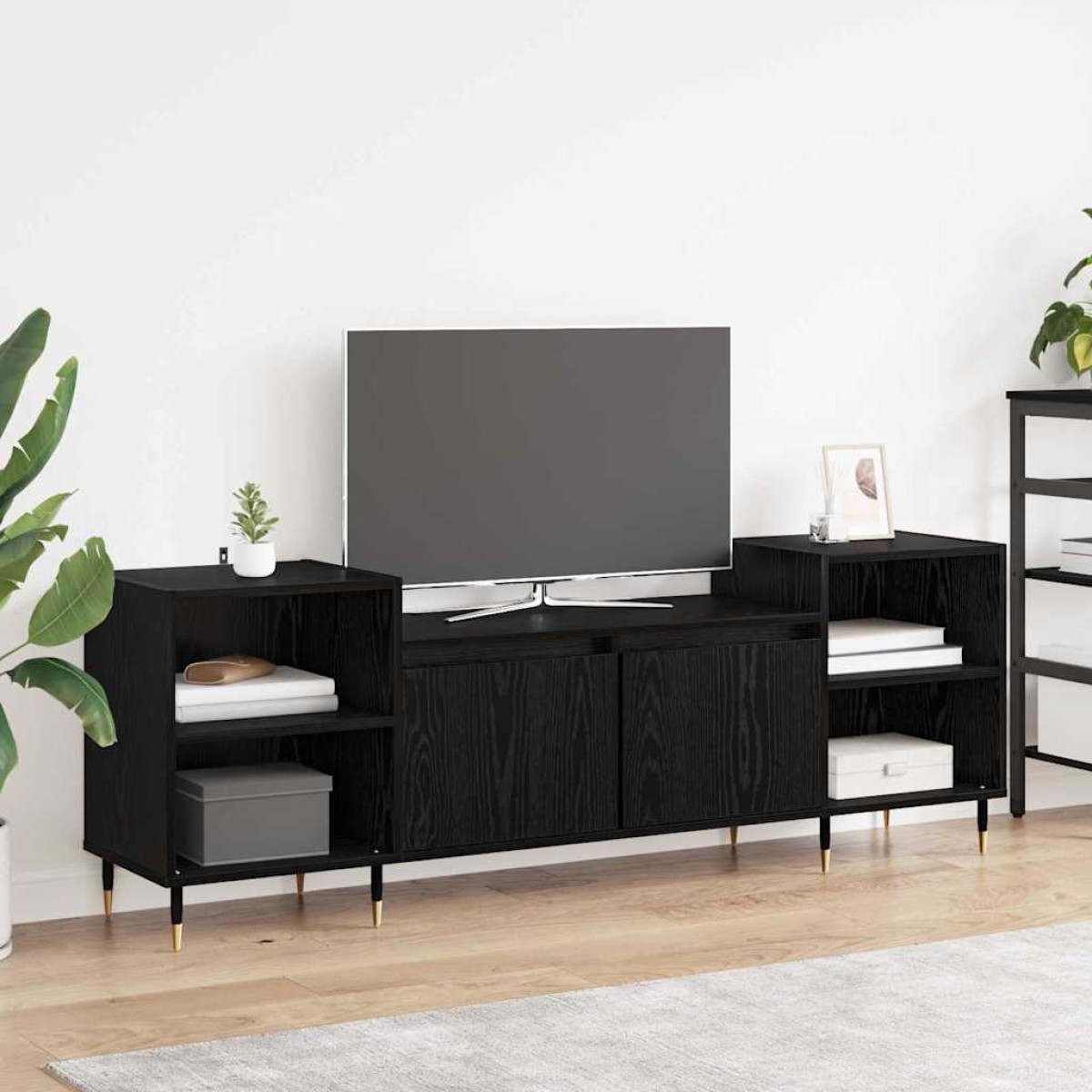 vidaXL Ντουλάπι TV 160 x 35 x 55 εκ. Μαύρη Οξυά Επεξεργασμένο Ξύλο