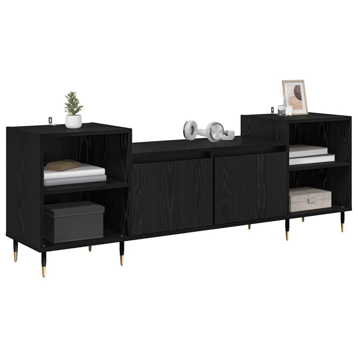 vidaXL Ντουλάπι TV 160 x 35 x 55 εκ. Μαύρη Οξυά Επεξεργασμένο Ξύλο