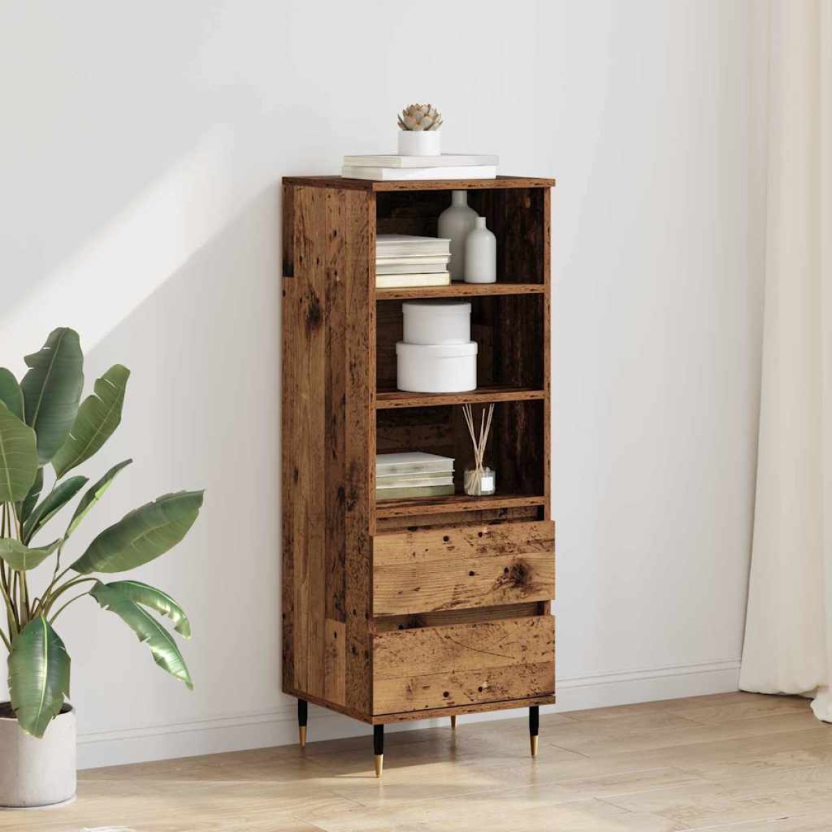 vidaXL Highboard Παλιό Ξύλο 40 x 36 x 110 εκ. Επεξεργασμένο Ξύλο