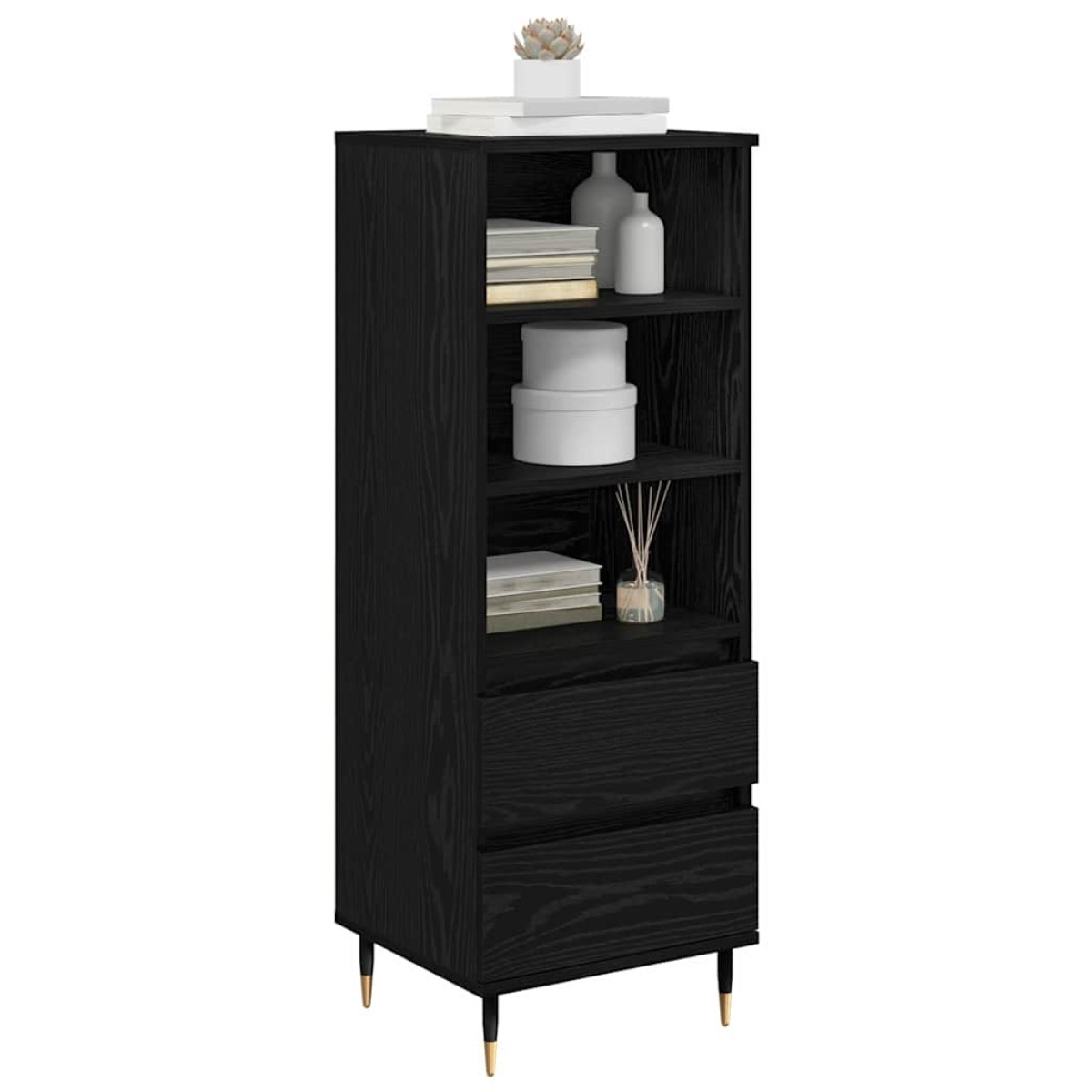 vidaXL Highboard Μαύρη Οξυά 40 x 36 x 110 εκ. Επεξεργασμένο Ξύλο