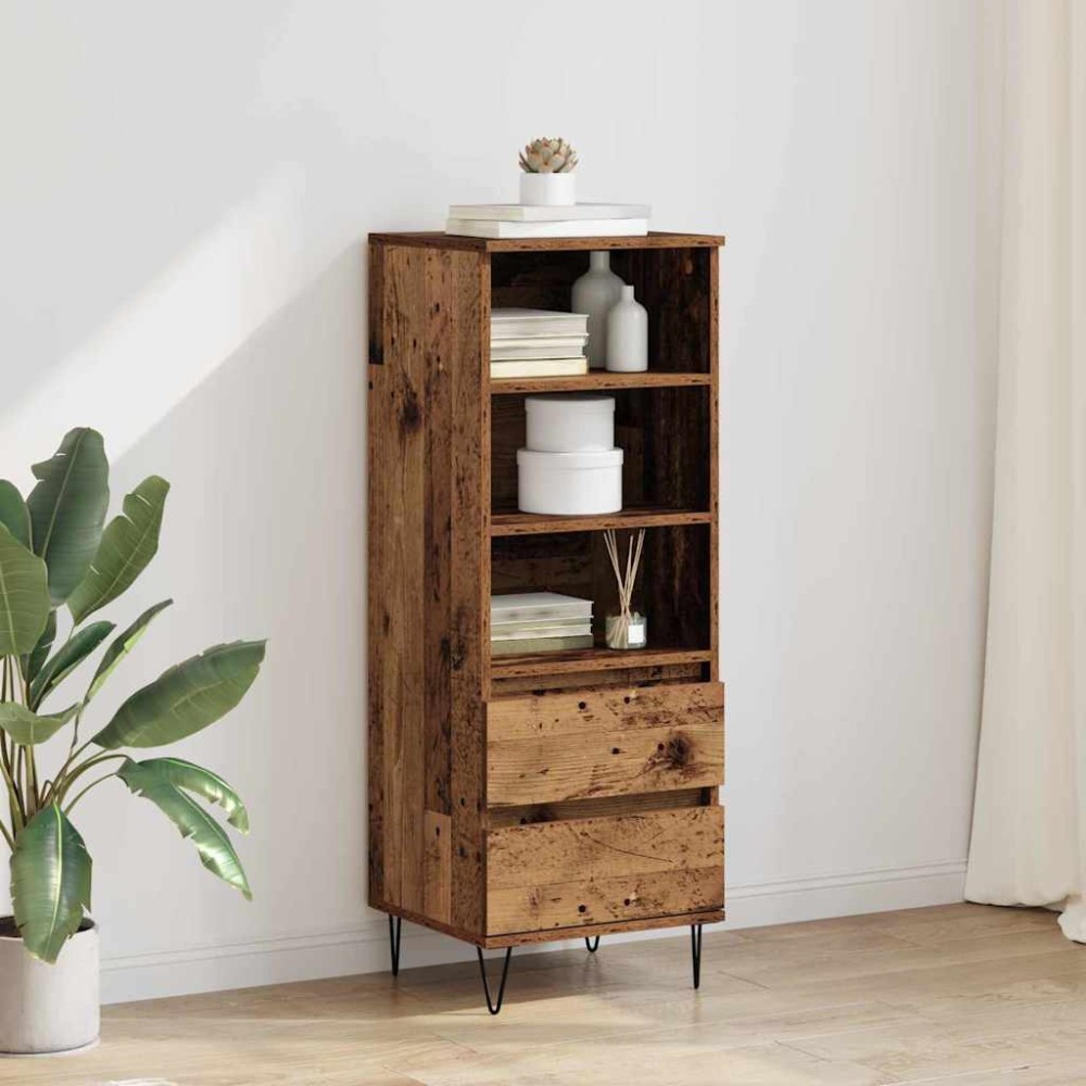 vidaXL Highboard Παλιό Ξύλο 40 x 36 x 110 εκ. Επεξεργασμένο Ξύλο
