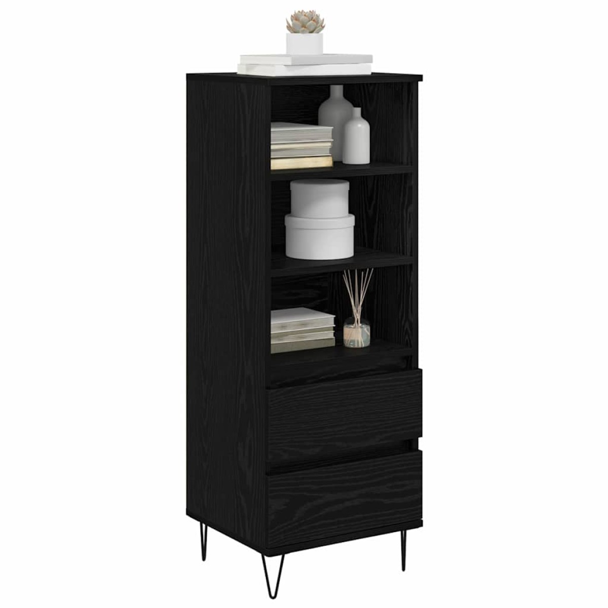 vidaXL Highboard Μαύρη Οξυά 40 x 36 x 110 εκ. Επεξεργασμένο Ξύλο