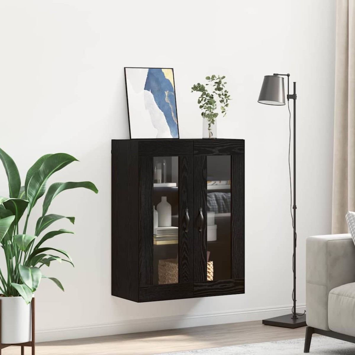 vidaXL Επιτοίχιο ντουλάπι Μαύρη Οξυά 69,5 x 34 x 90 εκ.