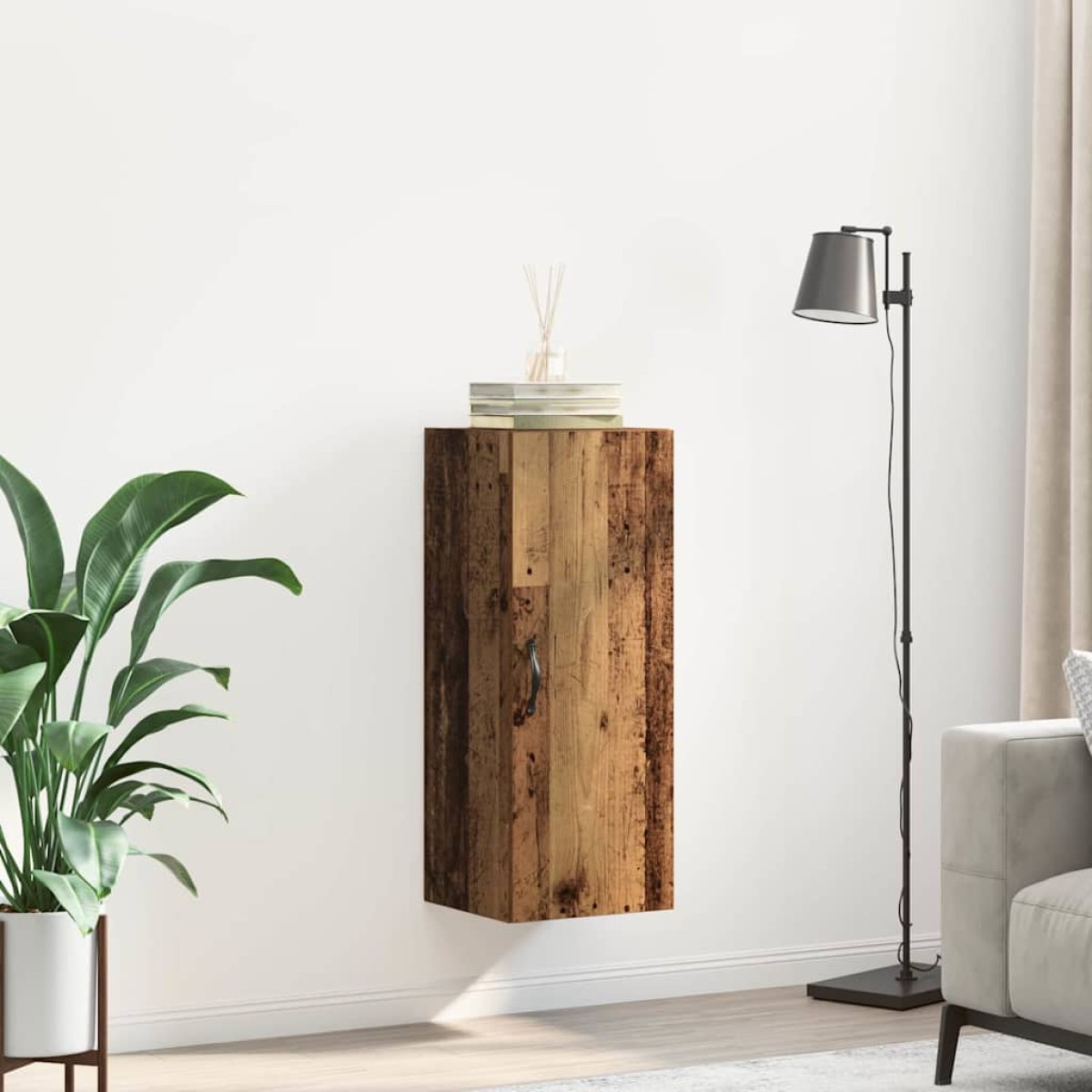 vidaXL Επιτοίχιο ντουλάπι Παλιό Ξύλο 34,5 x 34 x 90 εκ.