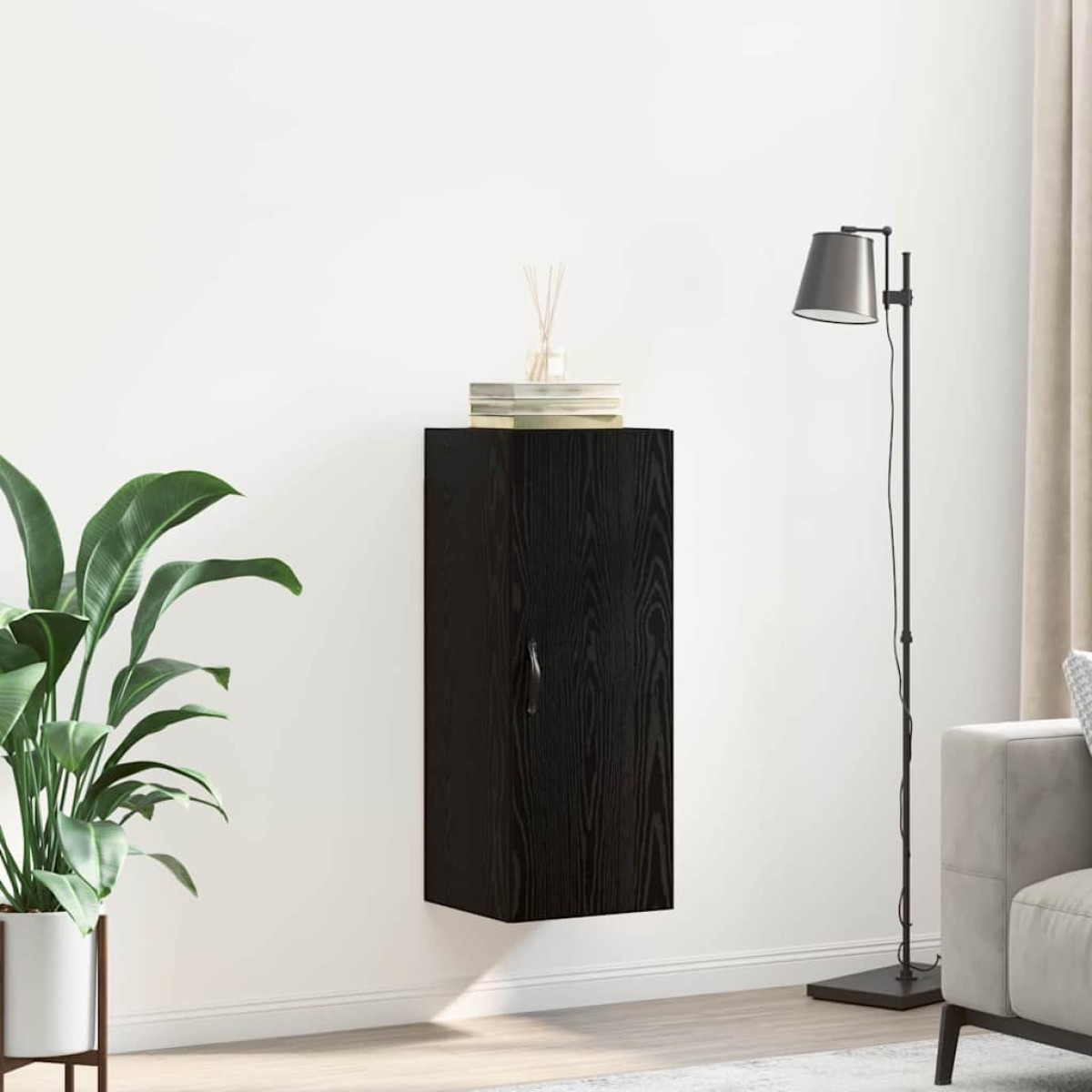 vidaXL Επιτοίχιο ντουλάπι Μαύρη Οξυά 34,5 x 34 x 90 εκ.