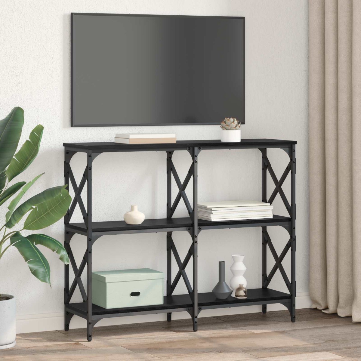 vidaXL Τραπέζι κονσόλας Μαύρη Οξυά 100 x 28 x 80,5 εκ.