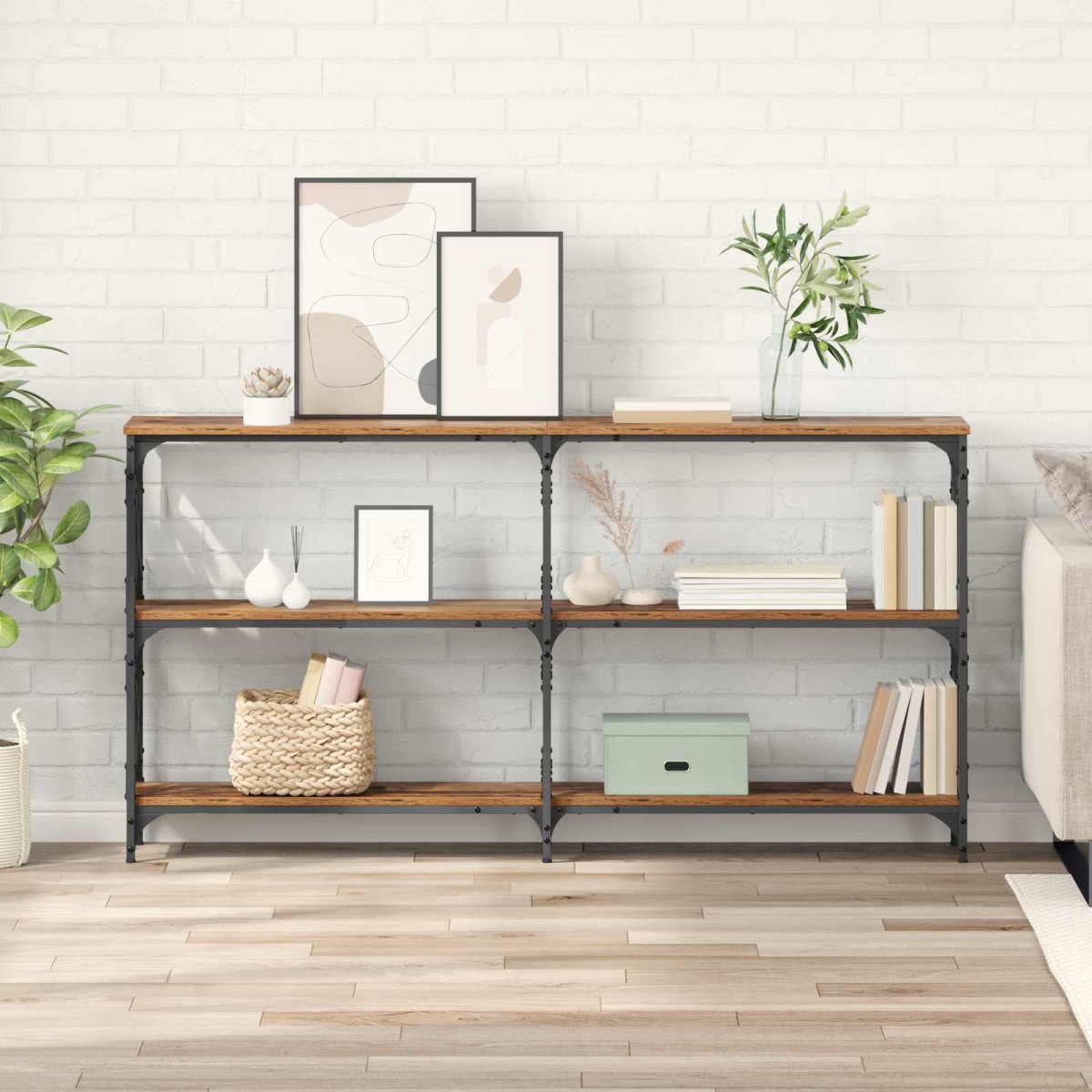 vidaXL Τραπέζι κονσόλας Παλιό ξύλο 156 x 28 x 80,5 εκ.
