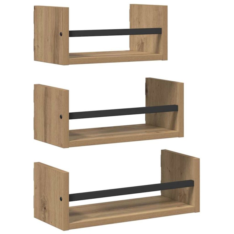 vidaXL Σετ ραφιών τοίχου 3 τμχ. Artisan Oak 40x16x14εκ.