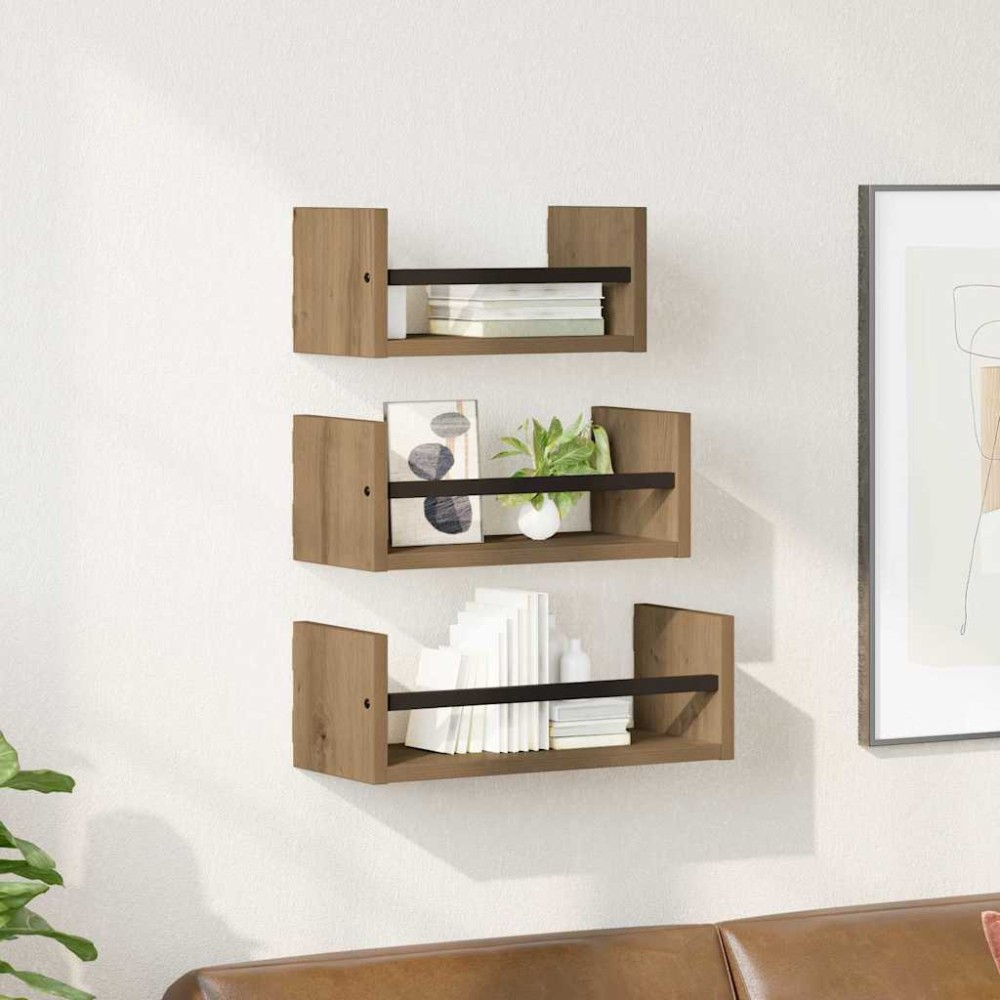 vidaXL Σετ ραφιών τοίχου 3 τμχ. Artisan Oak 40x16x14εκ.