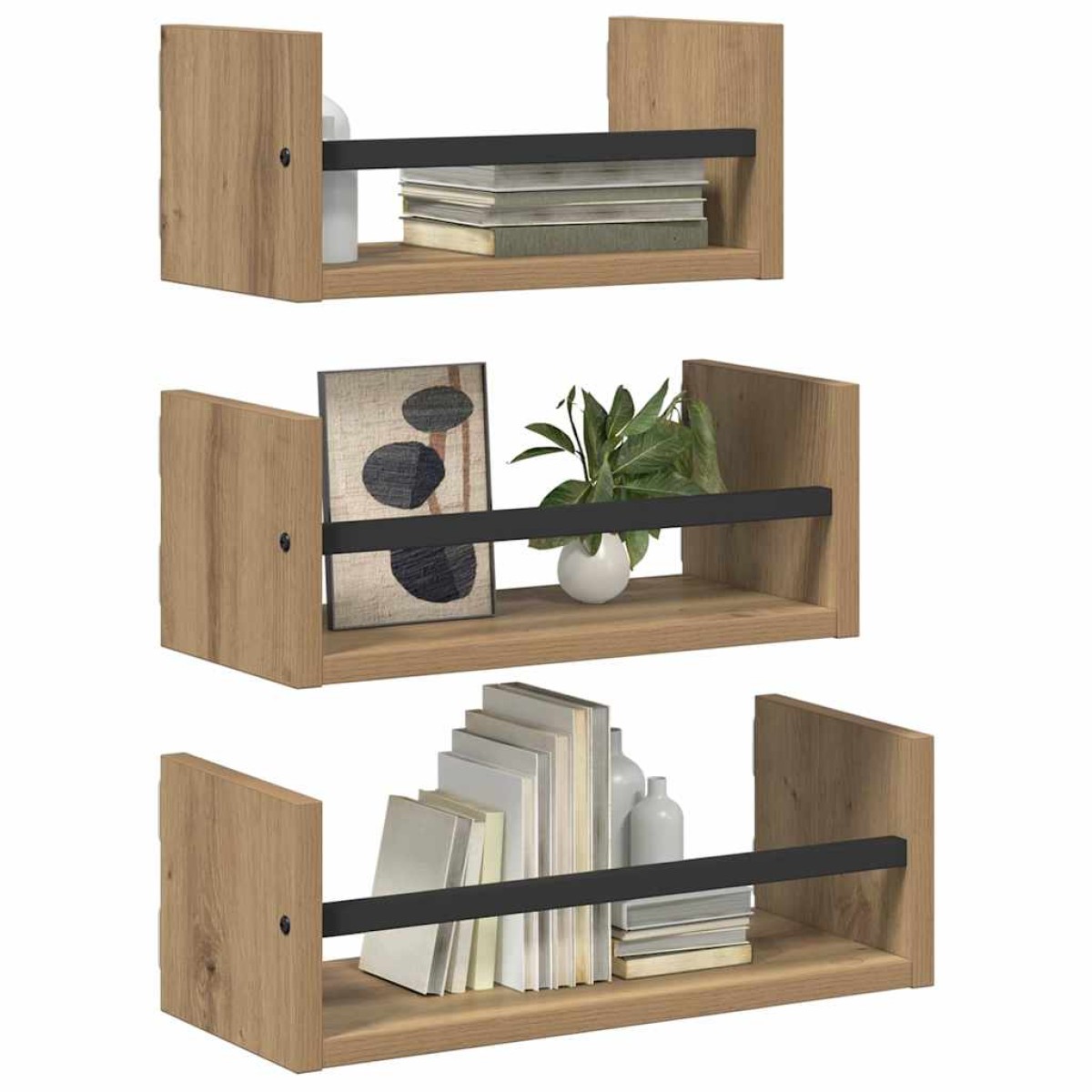 vidaXL Σετ ραφιών τοίχου 3 τμχ. Artisan Oak 40x16x14εκ.