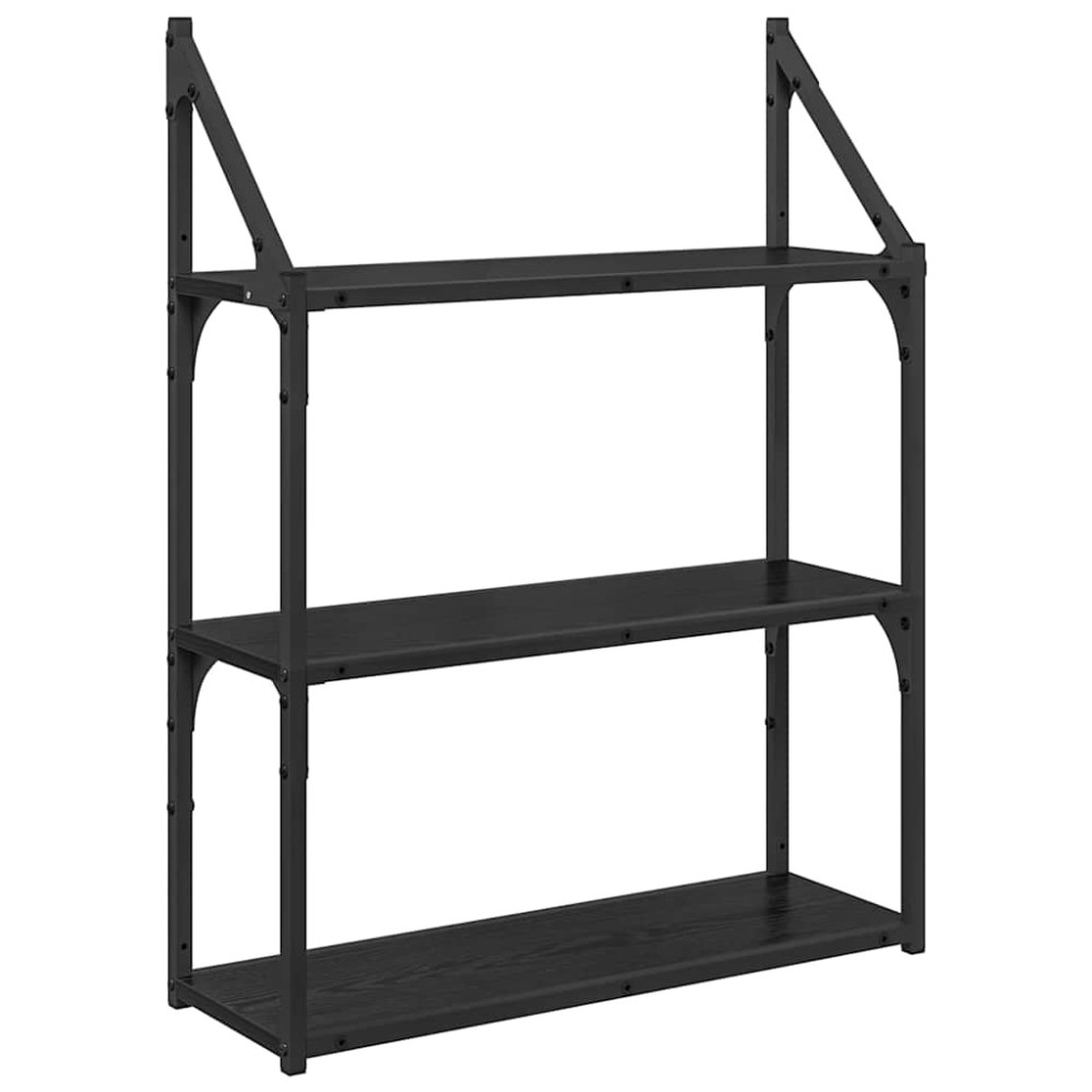 vidaXL Ράφι Τοίχου Επιτοίχιο Μαύρη Οξυά 60 x 21 x 78,5 cm