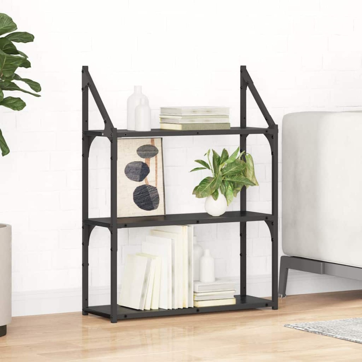 vidaXL Ράφι Τοίχου Επιτοίχιο Μαύρη Οξυά 60 x 21 x 78,5 cm