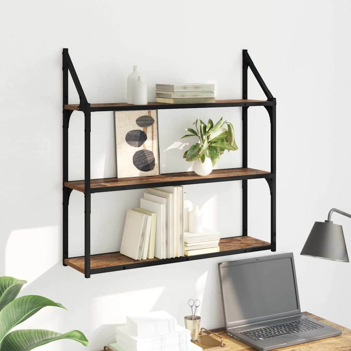 vidaXL Ράφι Τοίχου Επιτοίχιο Παλιό Ξύλο 80 x 21 x 78,5 cm