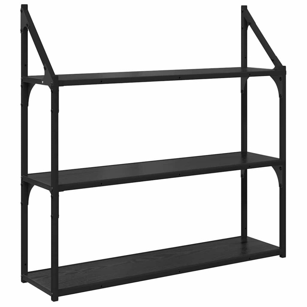 vidaXL Ράφι Τοίχου Επιτοίχιο Μαύρη Οξυά 80 x 21 x 78,5 cm