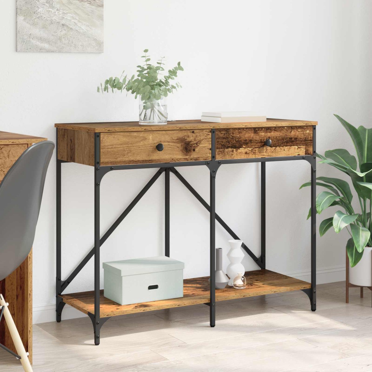 vidaXL Τραπέζι κονσόλας Παλιό Ξύλο 100 x 39 x 78,5 εκ