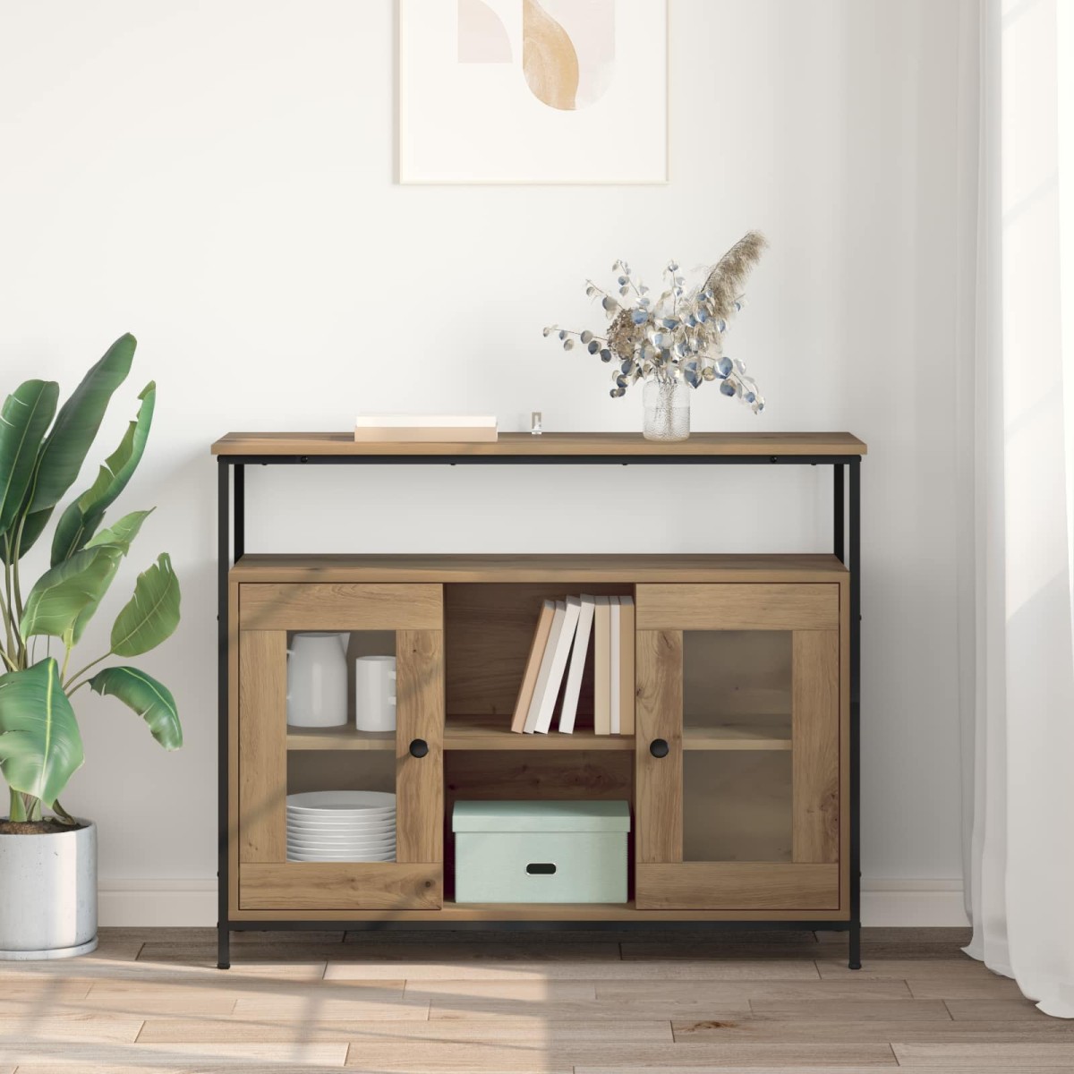 vidaXL Πλαϊνό γραφείο Artisan Oak 100 x 35 x 80 εκ. Επεξεργασμένο Ξύλο