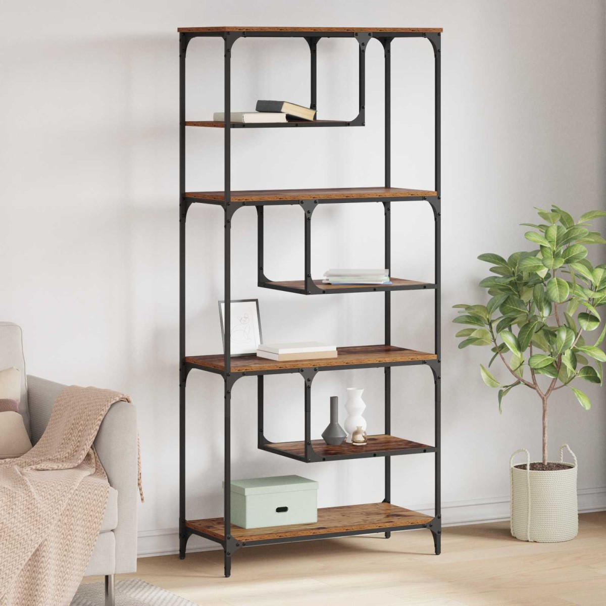 vidaXL Βιβλιοθήκη 6 επιπέδων 81 x 36 x 176 εκ Επεξεργασμένο Ξύλο