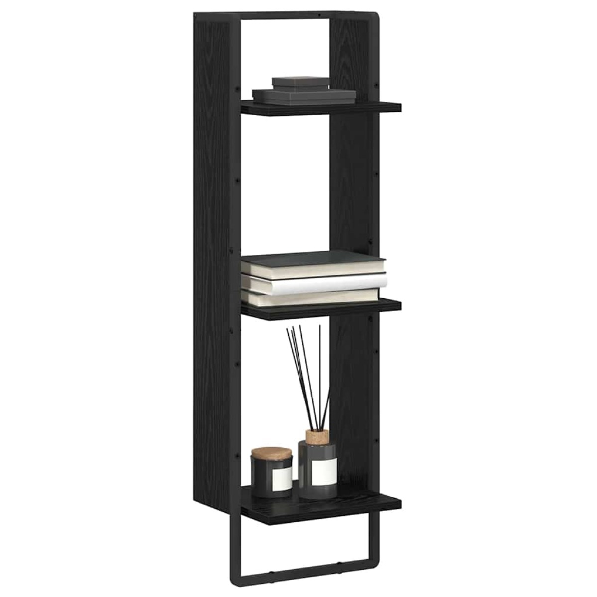 vidaXL Ράφι Τοίχου Επιτοίχιο Μαύρη Οξυά 30 x 25 x 100 cm