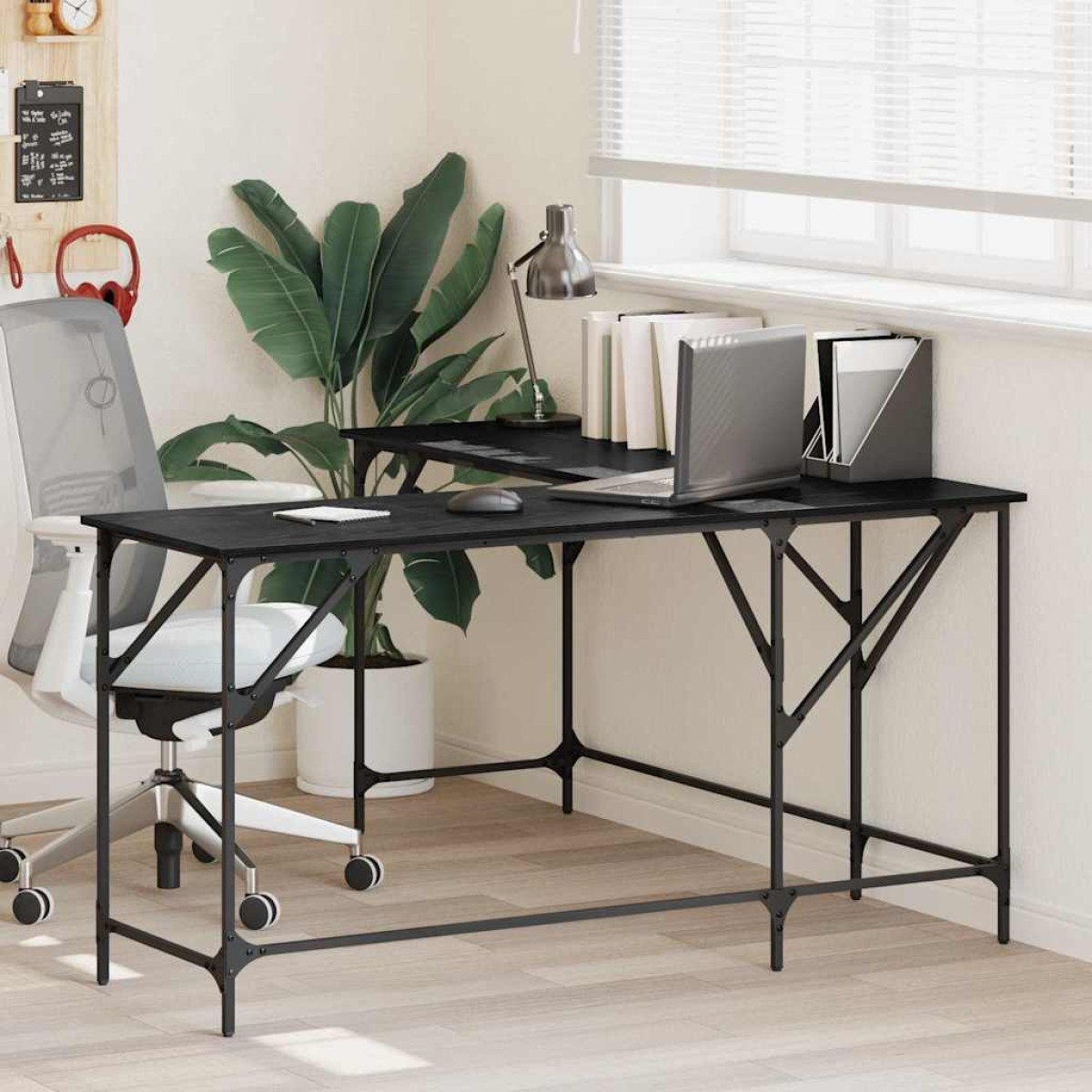vidaXL Γραφείο Μαύρη Οξυά Επεξεργασμένο Ξύλο 149 x 149 x 75 εκ.