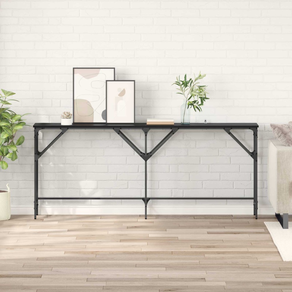 vidaXL Τραπέζι κονσόλας Μαύρη Οξυά 180 x 30 x 75 εκ Επεξεργασμένο Ξύλο