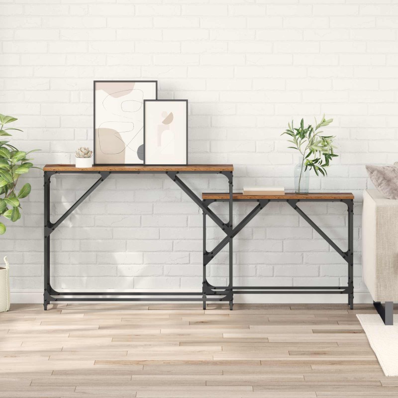 vidaXL Τραπέζι κονσόλας 2 τμχ. Παλιό Ξύλο 100 x 28 x 75 εκ.