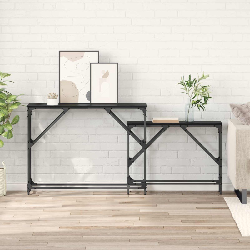 vidaXL Τραπέζι κονσόλας 2 τμχ. Μαύρη Οξυά 100 x 28 x 75 εκ.