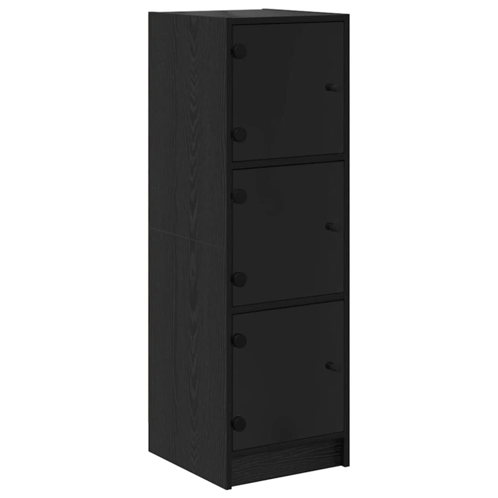 vidaXL Highboard Μαύρη Οξυά 35 x 37 x 109 εκ Επεξεργασμένο Ξύλο
