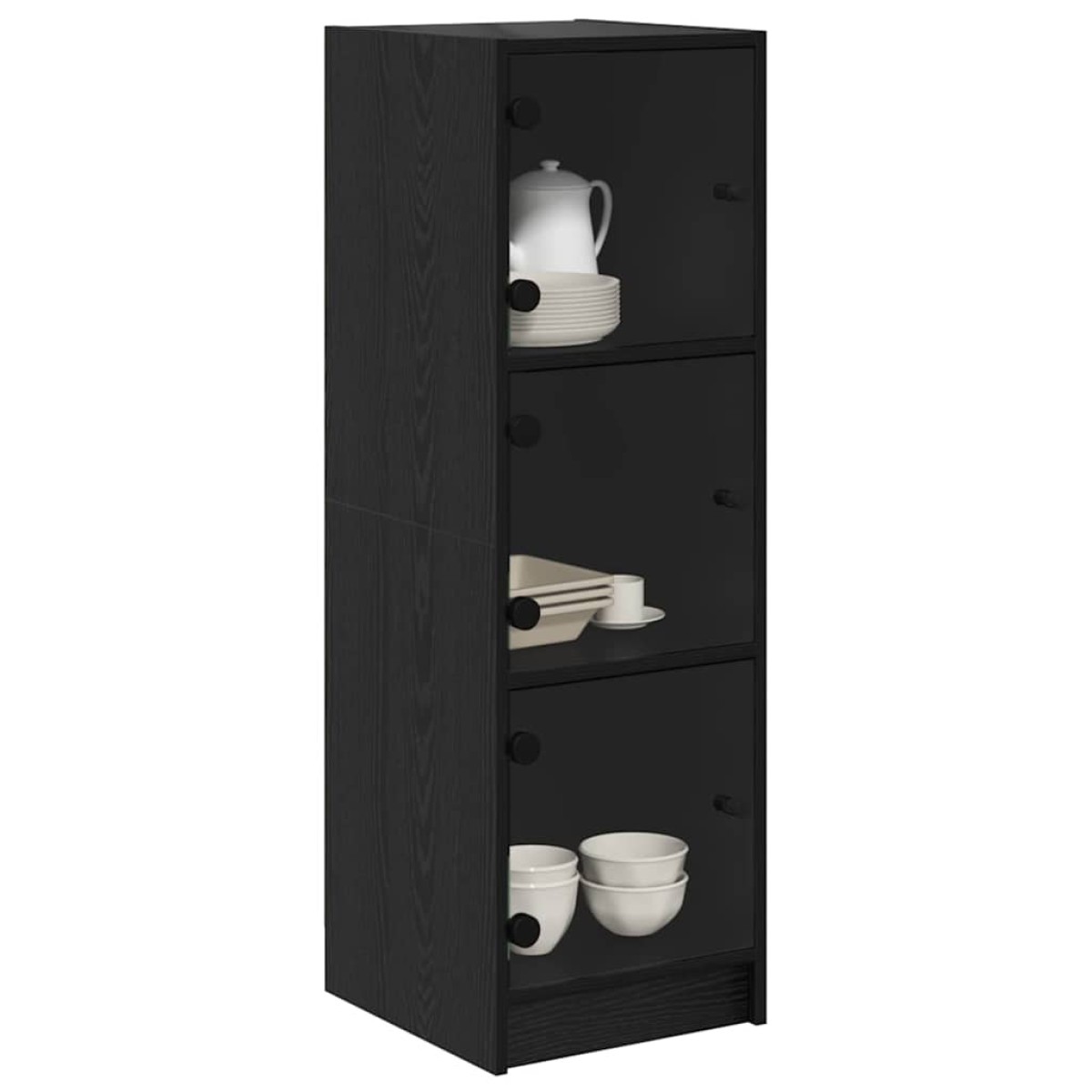 vidaXL Highboard Μαύρη Οξυά 35 x 37 x 109 εκ Επεξεργασμένο Ξύλο