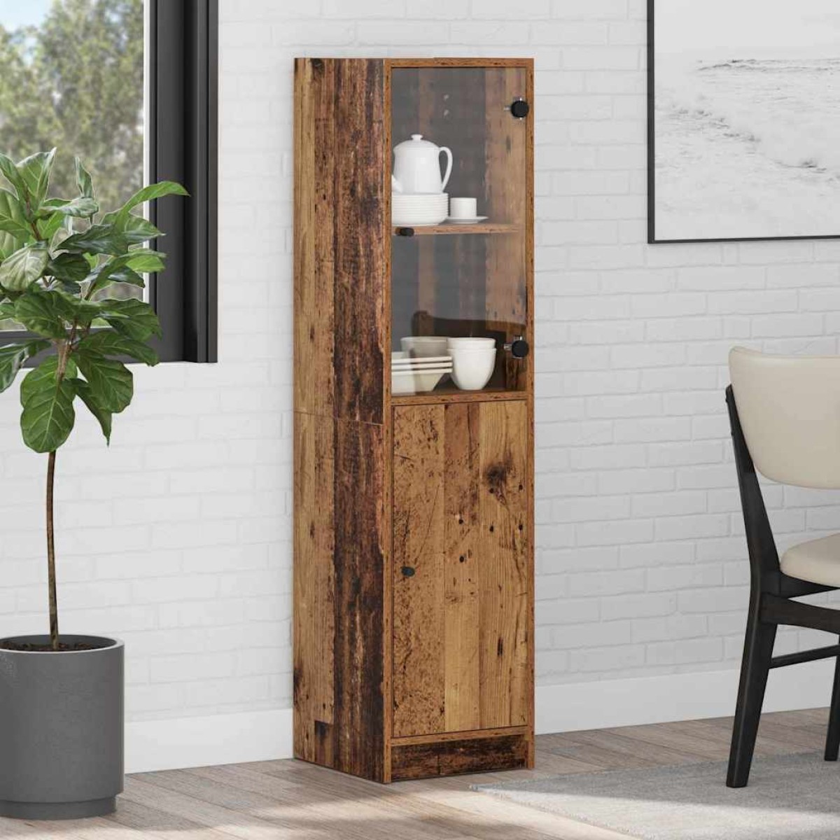 vidaXL Highboard Παλιό Ξύλο 35 x 37 x 142 εκ Επεξεργασμένο Ξύλο