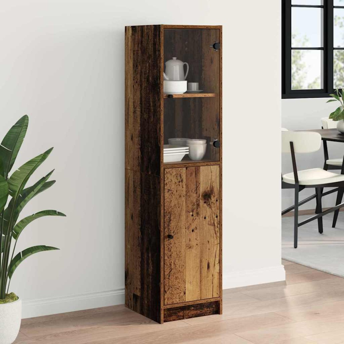 vidaXL Highboard Παλιό Ξύλο 35 x 37 x 142 εκ Επεξεργασμένο Ξύλο