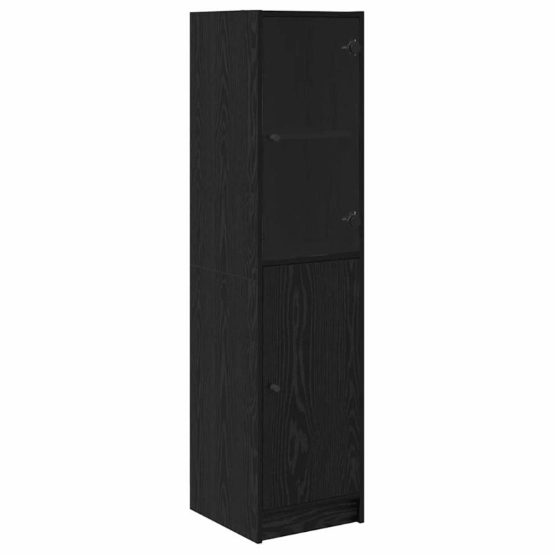 vidaXL Highboard Μαύρη Οξυά 35 x 37 x 142 εκ Επεξεργασμένο Ξύλο