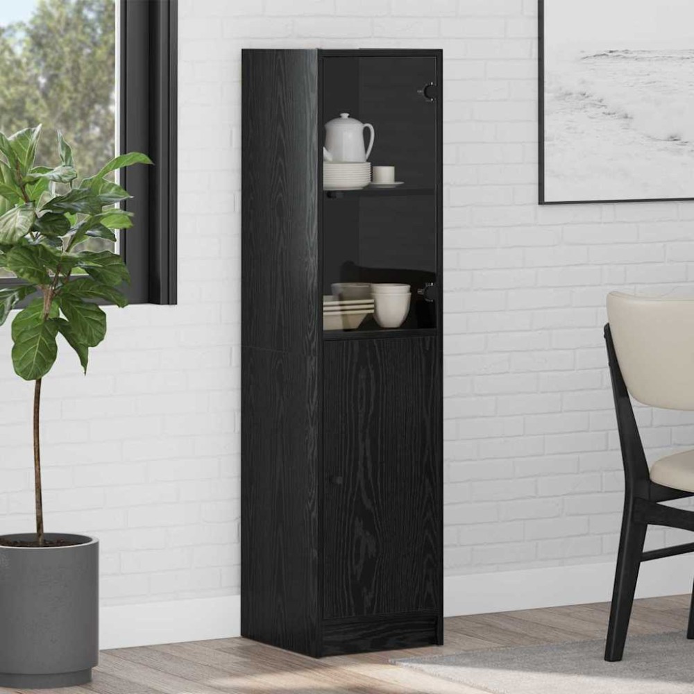 vidaXL Highboard Μαύρη Οξυά 35 x 37 x 142 εκ Επεξεργασμένο Ξύλο