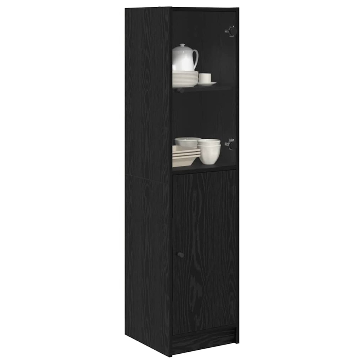 vidaXL Highboard Μαύρη Οξυά 35 x 37 x 142 εκ Επεξεργασμένο Ξύλο