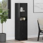 vidaXL Highboard Μαύρη Οξυά 35 x 37 x 142 εκ Επεξεργασμένο Ξύλο