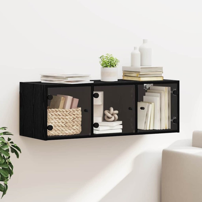 vidaXL Ντουλάπα Τοίχου 102 x 37 x 35 εκ Επεξεργασμένο Ξύλο Μαύρη Οξυά