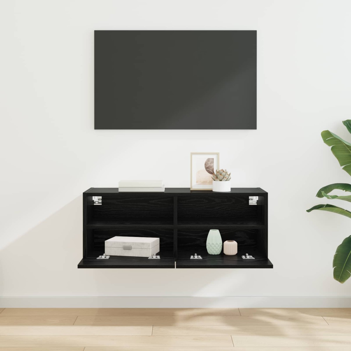 vidaXL Ντουλάπι Τηλεόρασης Τοίχου 80 x 30 x 30 εκ Μαύρη Οξυά