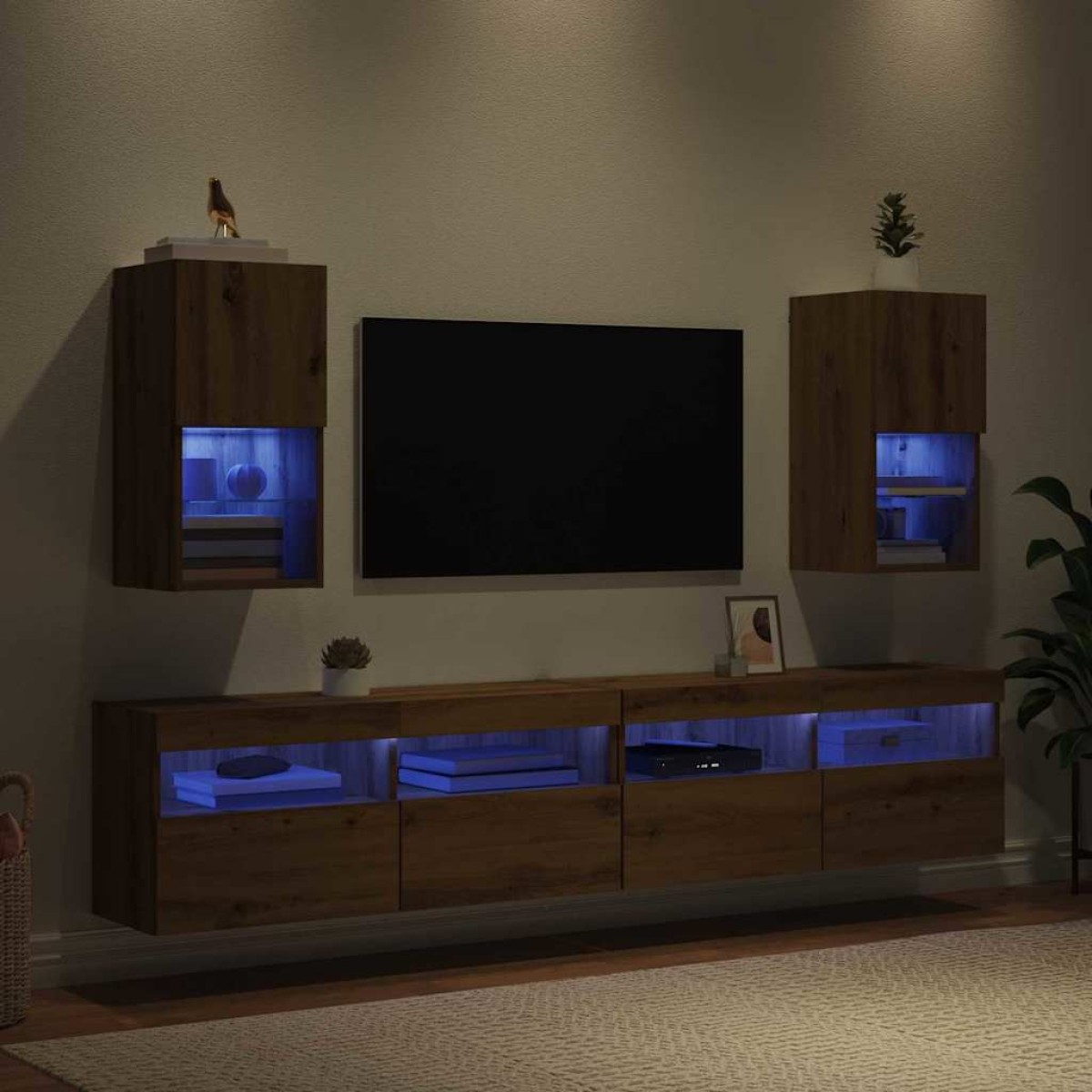vidaXL Τοίχου ντουλάπες τηλεόρασης 2 τμχ. Artisan Oak