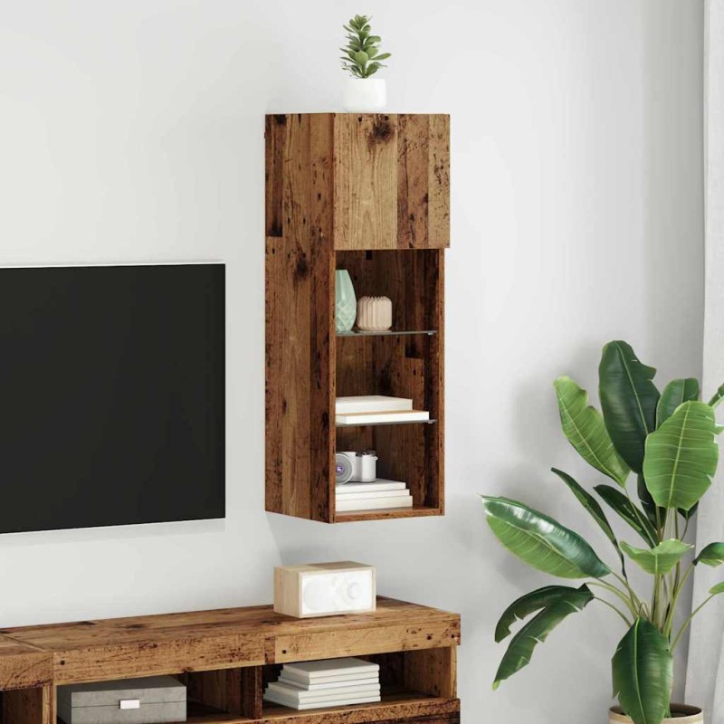 vidaXL Κρεμαστός θρανίο τηλεόρασης 30,5 x 30 x 90 cm Παλιό ξύλο